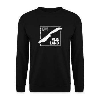 Vlieland | Insel-Silhouette Stempel-Design - Unisex Pullover - Schwarz - Vorne - Alina (178cm) & Michal (187cm)