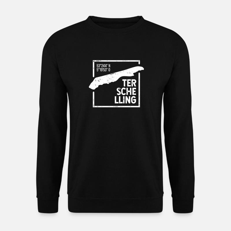 Terschelling | Insel-Silhouette Stempel-Design - Unisex Pullover - Schwarz