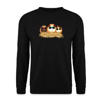 coole Meerschweinchen Gruppe mit Sonnenbrillen - Unisex Pullover - Schwarz - Vorne - Alina (178cm) & Michal (187cm)