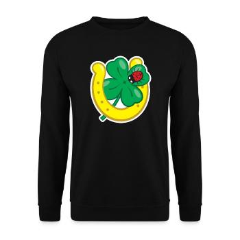 Lucky charm with cloverleaf horseshoe & ladybug - Unisex Sweatshirt - black - Front - Alina (178cm) & Michal (187cm)