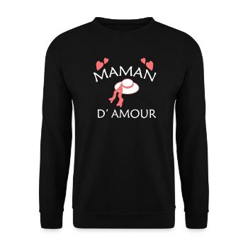 Chapeau d'Amour Maman - Sweat-shirt Unisexe - noir - Devant - Alina (178cm) & Michal (187cm)