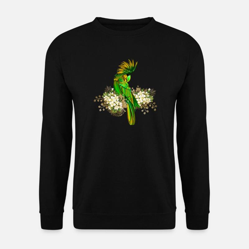 Cute parrot with flowers - Unisex Sweatshirt - black