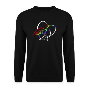 Friedenstaube mit Herz - Unisex Pullover - Schwarz - Vorne - Alina (178cm) & Michal (187cm)