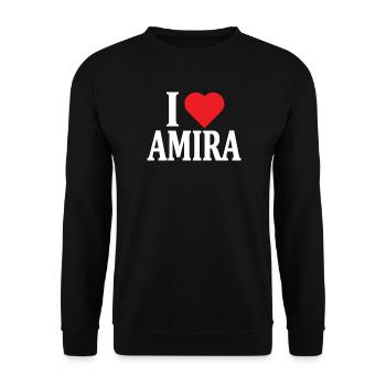 T-Shirt Ich liebe Amira T-Shirt Geschenk - Unisex Pullover - Schwarz - Vorne - Alina (178cm) & Michal (187cm)