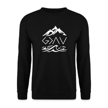 God is greater than any height and depth (Rom 8:39) - Unisex Sweatshirt - black - Front - Alina (178cm) & Michal (187cm)