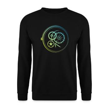 Meisterwerk Uhren Uhr Mechanik Farben icon Logo - Unisex Pullover - Schwarz - Vorne - Alina (178cm) & Michal (187cm)