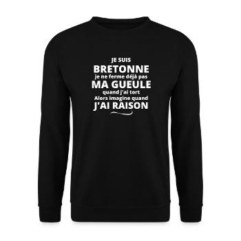 Bretagne, je suis bretonne, bretonne - Sweat-shirt Unisexe - noir - Devant - Alina (178cm) & Michal (187cm)