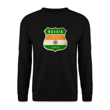 Nashik Indien Wappen Flaggen Design - Unisex Pullover - Schwarz - Vorne - Alina (178cm) & Michal (187cm)