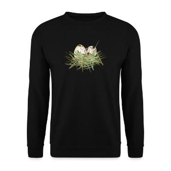 two quail eggs in the hay nest - Unisex Sweatshirt - black - Front - Alina (178cm) & Michal (187cm)