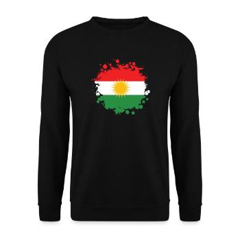 Kurdistan Splash Flaggen Design - Unisex Pullover - Schwarz - Vorne - Alina (178cm) & Michal (187cm)