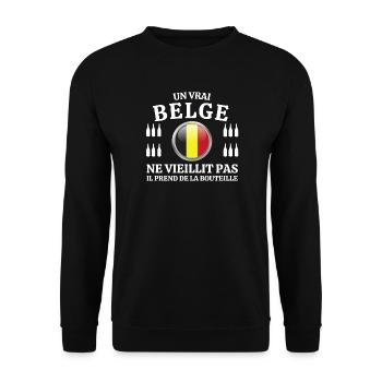Belgique, Belgique humour, je suis Belge - Sweat-shirt Unisexe - noir - Devant - Alina (178cm) & Michal (187cm)