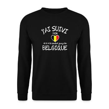 Belgique, Belgique humour, je suis Belge - Sweat-shirt Unisexe - noir - Devant - Alina (178cm) & Michal (187cm)