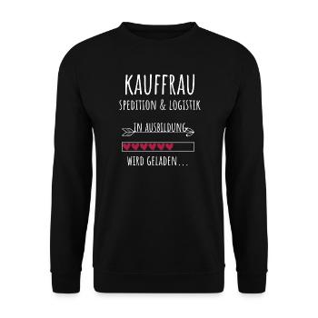 Kauffrau Spedition & Logistik in Ausbildung - Unisex Pullover - Schwarz - Vorne - Alina (178cm) & Michal (187cm)