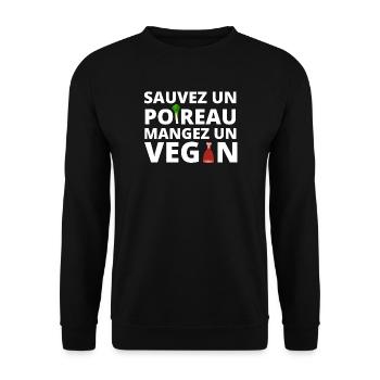 végan, végan humour, végétarien - Sweat-shirt Unisexe - noir - Devant - Alina (178cm) & Michal (187cm)
