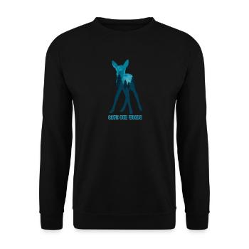 Klimawandel Umweltschutz Reh Rehkitz Nachhaltig - Unisex Pullover - Schwarz - Vorne - Alina (178cm) & Michal (187cm)