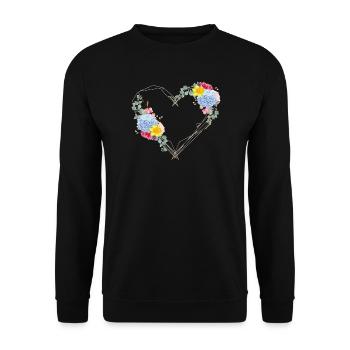 A heart to spring made of geometric shapes - Unisex Sweatshirt - black - Front - Alina (178cm) & Michal (187cm)
