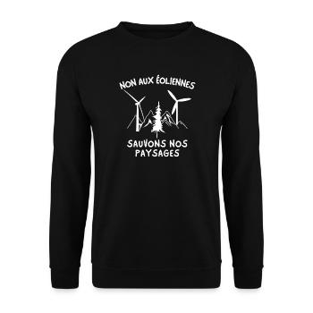 éoliennes, stop aux éoliennes, paysages Français - Sweat-shirt Unisexe - noir - Devant - Alina (178cm) & Michal (187cm)
