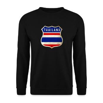 Thailand Wappen Flaggen Design - Unisex Pullover - Schwarz - Vorne - Alina (178cm) & Michal (187cm)