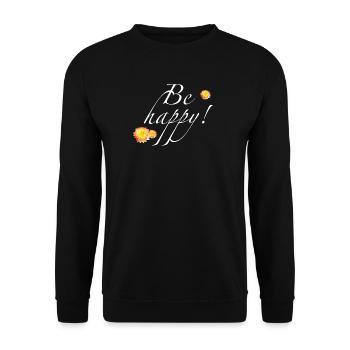 Be happy weiß - Sonja Ariel von Staden - Unisex Pullover - Schwarz - Vorne - Alina (178cm) & Michal (187cm)