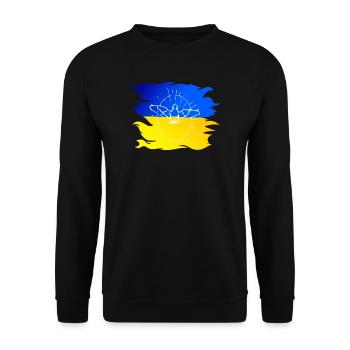 Ukraine Flagge mit Friedenstaube - Unisex Pullover - Schwarz - Vorne - Alina (178cm) & Michal (187cm)