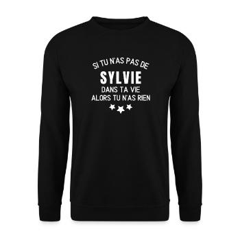 Sylvie, je suis Sylvie, prénom Sylvie - Sweat-shirt Unisexe - noir - Devant - Alina (178cm) & Michal (187cm)