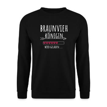 Braunviehkönigin Landwirtschaft Landwirtin Königin - Unisex Pullover - Schwarz - Vorne - Alina (178cm) & Michal (187cm)