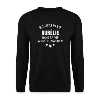 Aurélie, je suis Aurélie, prénom Aurélie - Sweat-shirt Unisexe - noir - Devant - Alina (178cm) & Michal (187cm)