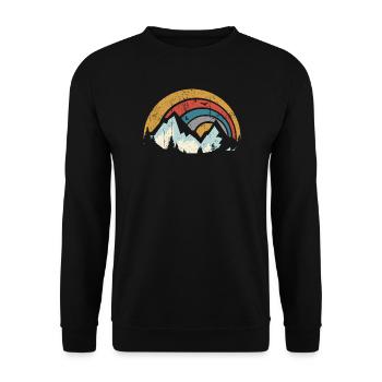 Retro Mountain Sunset Arc - Unisex Pullover - Schwarz - Vorne - Alina (178cm) & Michal (187cm)