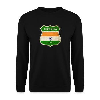 Lucknow Indien Wappen Flaggen Design - Unisex Pullover - Schwarz - Vorne - Alina (178cm) & Michal (187cm)
