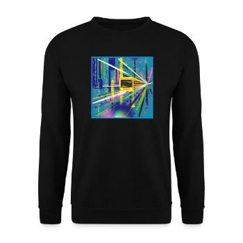 Abstrakte U-Bahn Berlin Graffiti Design - Unisex Pullover - Schwarz - Vorne - Alina (178cm) & Michal (187cm)