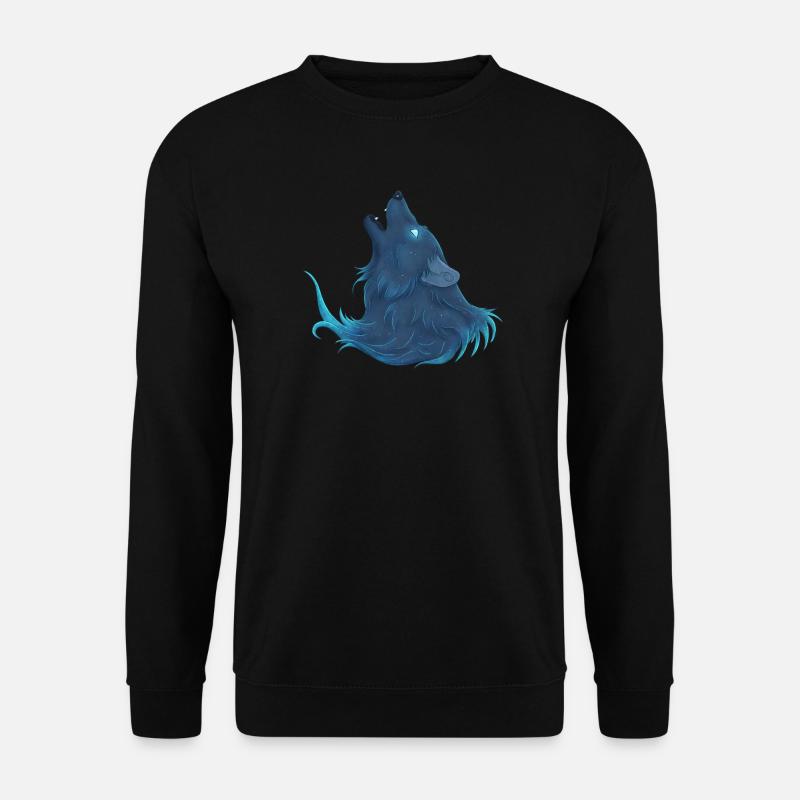 Heulender blauer Wolf - Guide Loup Bleu - Unisex Pullover - Schwarz
