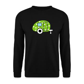 Caravan Caravan Green Dots Camping Easter Egg - Unisex Sweatshirt - black - Front - Alina (178cm) & Michal (187cm)