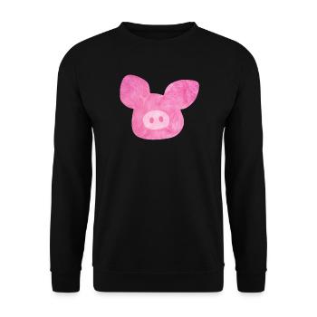 Pig Head Fur Good Luck Pink Farm Organic Nature - Unisex Sweatshirt - black - Front - Alina (178cm) & Michal (187cm)
