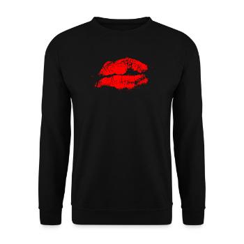 Kissing Lips Lipstick Cadeau de la Saint-Valentin - Sweat-shirt Unisexe - noir - Devant - Alina (178cm) & Michal (187cm)