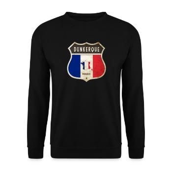 Dunkerque France Coat of Arms Flags Design - Unisex Sweatshirt - black - Front - Alina (178cm) & Michal (187cm)