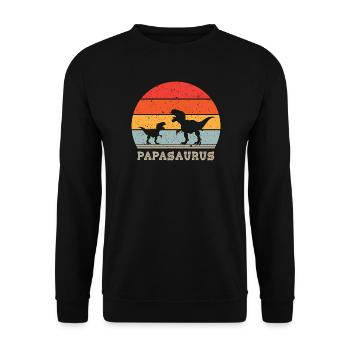 Papasaurus - Großer TRex Kleiner TRex - Vater Kind - Unisex Pullover - Schwarz - Vorne - Alina (178cm) & Michal (187cm)