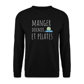 manger dormir pilates - Sweat-shirt Unisexe - noir - Devant - Alina (178cm) & Michal (187cm)