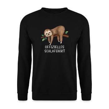Offizielles Schlafshirt Lustiges Faultier - Unisex Pullover - Schwarz - Vorne - Alina (178cm) & Michal (187cm)