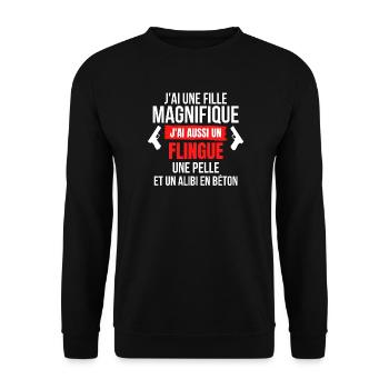 père et fille, mère et fille - Sweat-shirt Unisexe - noir - Devant - Alina (178cm) & Michal (187cm)