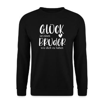 Glück Bruder Geschenk Geburtstag Danke - Unisex Pullover - Schwarz - Vorne - Alina (178cm) & Michal (187cm)