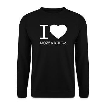 I LOVE MOZZARELLA - Unisex Pullover - Schwarz - Vorne - Alina (178cm) & Michal (187cm)