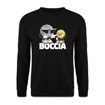 Bocciaspieler Bekleidung mit Boccia Kugeln Boccia - Unisex Pullover - Schwarz - Vorne - Alina (178cm) & Michal (187cm)