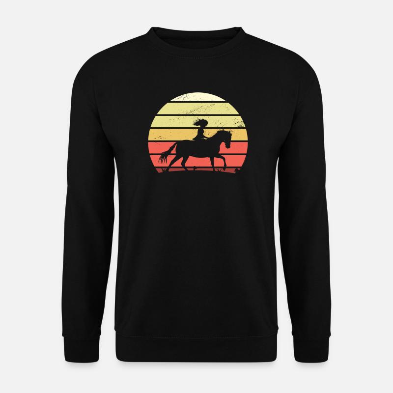 Sonnenuntergang Reiterin auf Pferd - Unisex Pullover - Schwarz