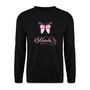 Motif du nom papillon de Natalia - Sweat-shirt Unisexe - noir - Devant - Alina (178cm) & Michal (187cm)