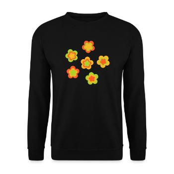 70s Flower Pattern - Unisex Sweatshirt - black - Front - Alina (178cm) & Michal (187cm)