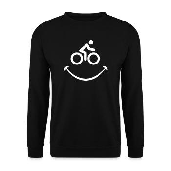 Radfahrer im Lächeln Minimal - Unisex Pullover - Schwarz - Vorne - Alina (178cm) & Michal (187cm)