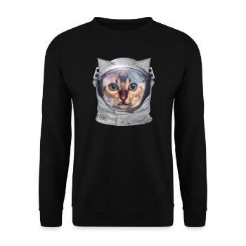 Cat astronaut in space for cat lovers - Unisex Sweatshirt - black - Front - Alina (178cm) & Michal (187cm)