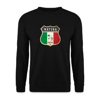 Matera Italien Wappen Flaggen Design - Unisex Pullover - Schwarz - Vorne - Alina (178cm) & Michal (187cm)