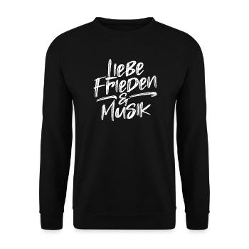 Frieden Liebe Friedensbewegung Statement Freiheit - Unisex Pullover - Schwarz - Vorne - Alina (178cm) & Michal (187cm)