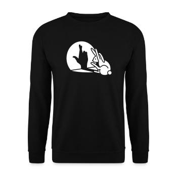 Drôle de lapin Ombre croise les doigts - Sweat-shirt Unisexe - noir - Devant - Alina (178cm) & Michal (187cm)